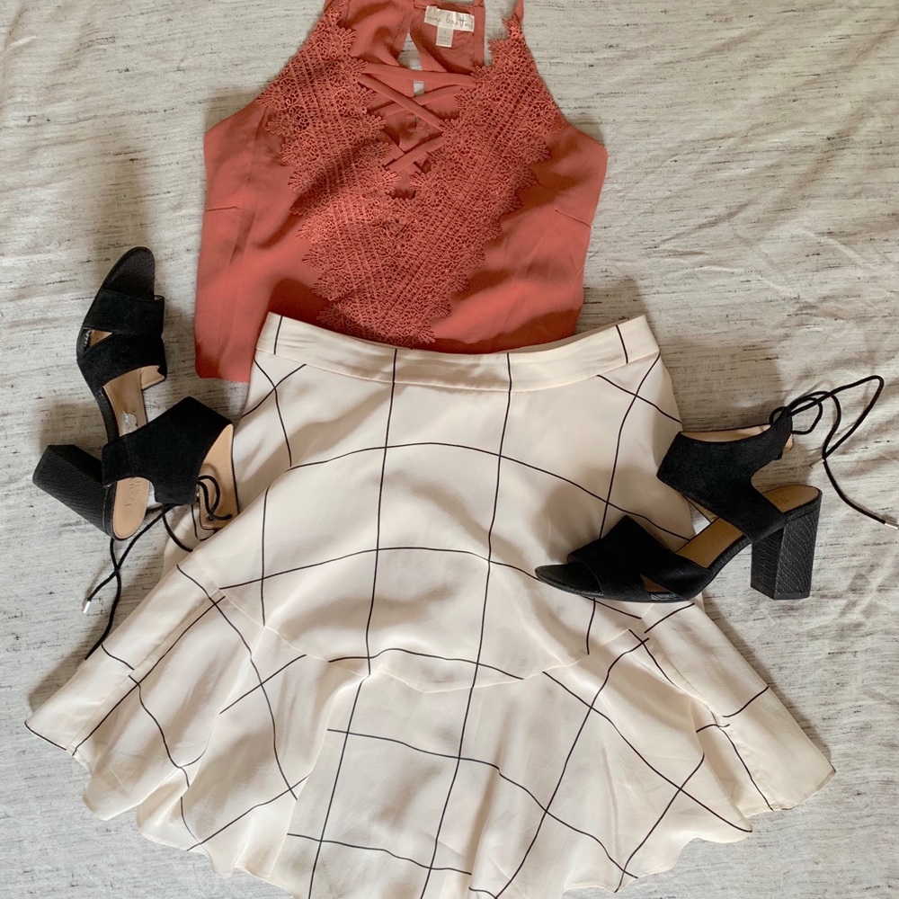 Club Monaco Windowpane Pattern Skirt, Size 0